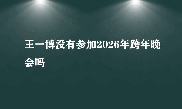 王一博没有参加2026年跨年晚会吗