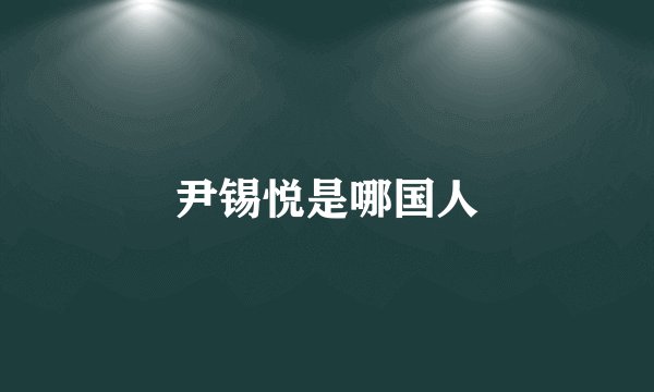 尹锡悦是哪国人