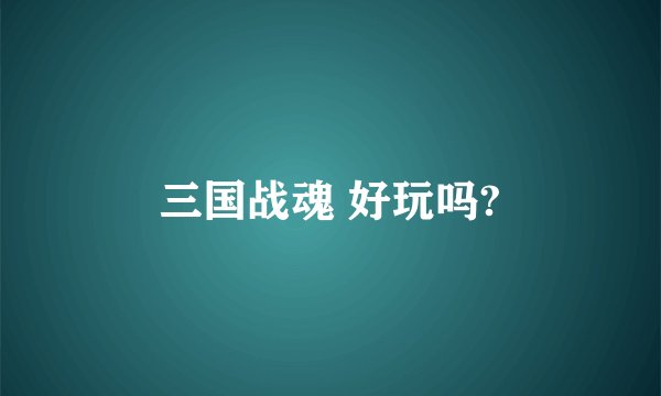 三国战魂 好玩吗?