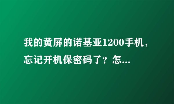 我的黄屏的诺基亚1200手机，忘记开机保密码了？怎么办？怎么可以解锁？