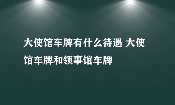 大使馆车牌有什么待遇 大使馆车牌和领事馆车牌