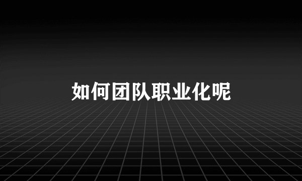 如何团队职业化呢
