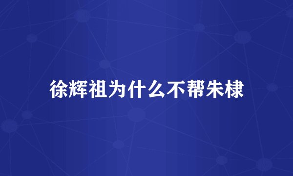 徐辉祖为什么不帮朱棣