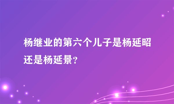 杨继业的第六个儿子是杨延昭还是杨延景？