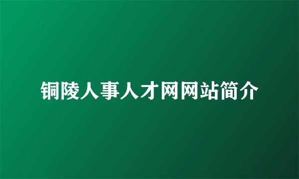 铜陵人事人才网网站简介