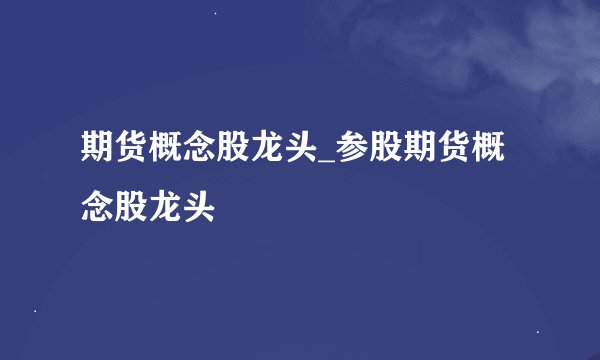 期货概念股龙头_参股期货概念股龙头