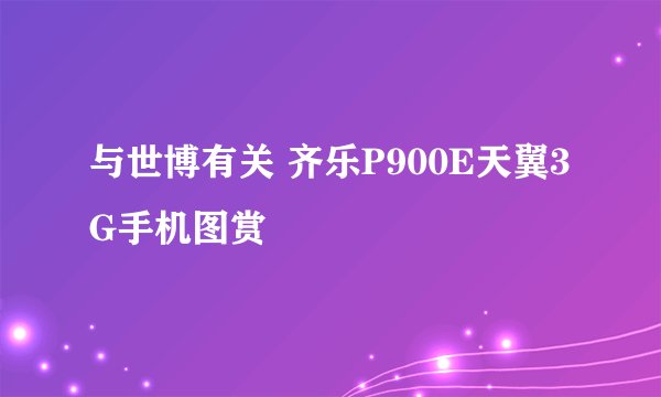 与世博有关 齐乐P900E天翼3G手机图赏