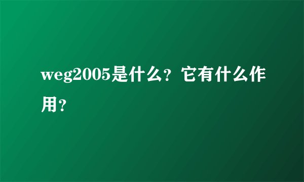 weg2005是什么？它有什么作用？