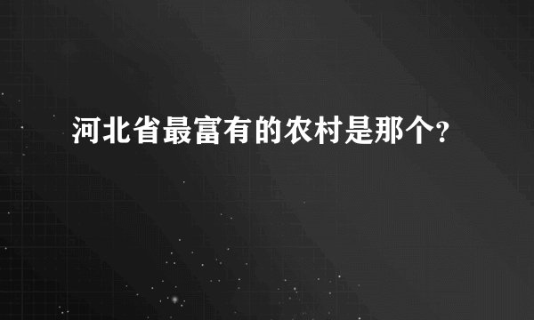 河北省最富有的农村是那个？