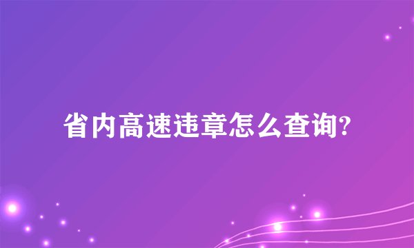 省内高速违章怎么查询?