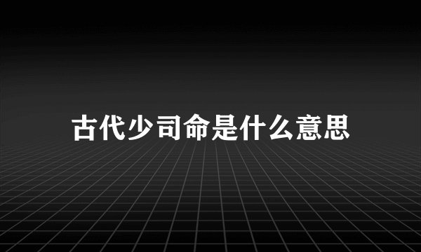 古代少司命是什么意思