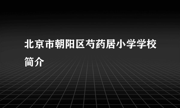 北京市朝阳区芍药居小学学校简介