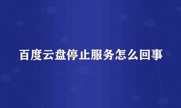 百度云盘停止服务怎么回事