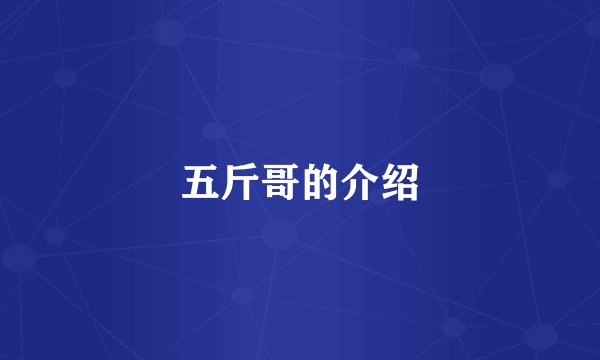 五斤哥的介绍
