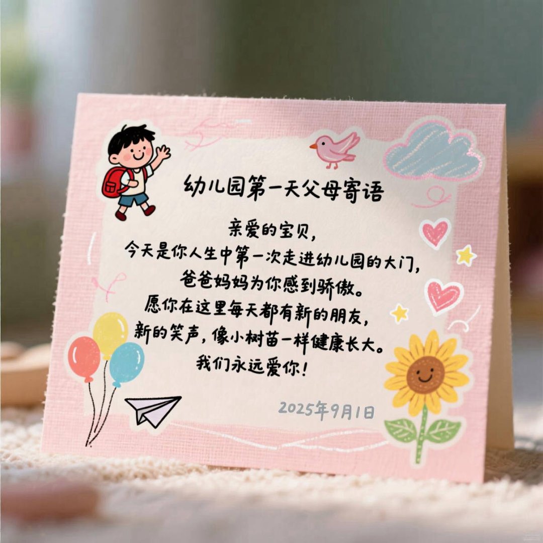 父母写给第一次入幼儿园小班的寄语