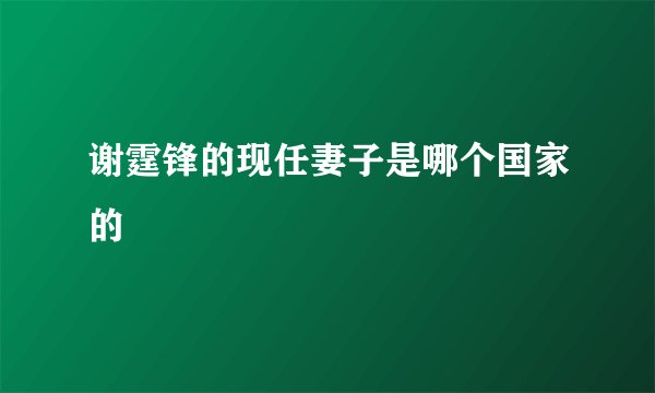 谢霆锋的现任妻子是哪个国家的