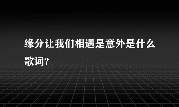 缘分让我们相遇是意外是什么歌词?