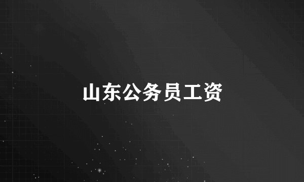 山东公务员工资