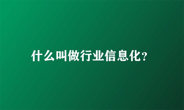 什么叫做行业信息化？