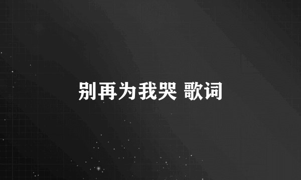 别再为我哭 歌词