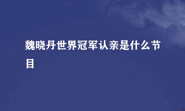 魏晓丹世界冠军认亲是什么节目