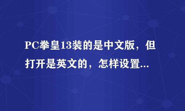 PC拳皇13装的是中文版,但打开是英文的,怎样设置成中文?什么键是开始,投币?详细些,应该按哪些键…