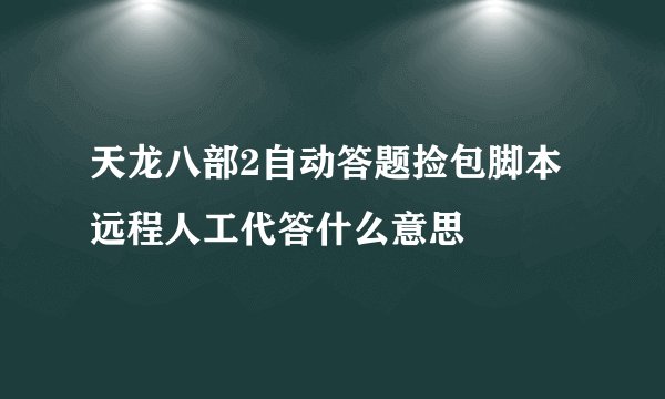 天龙八部2自动答题捡包脚本远程人工代答什么意思