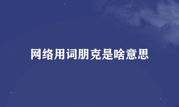 网络用词朋克是啥意思
