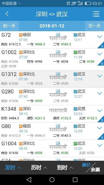 大家：从深圳到武汉的火车票要多少钱