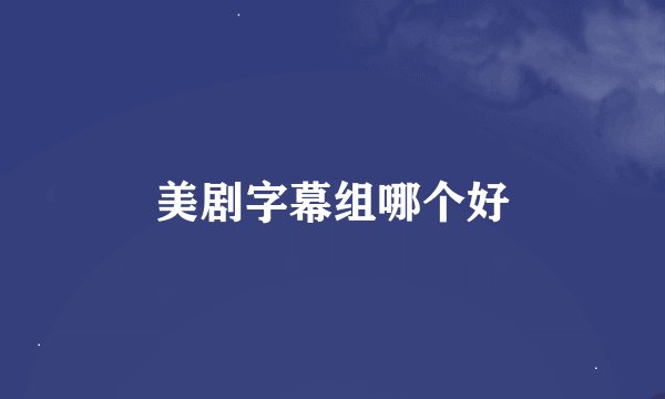 美剧字幕组哪个好