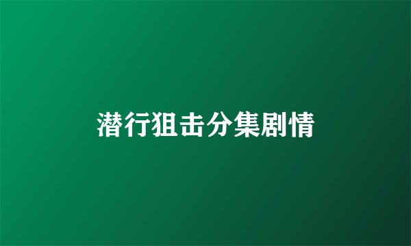 潜行狙击分集剧情
