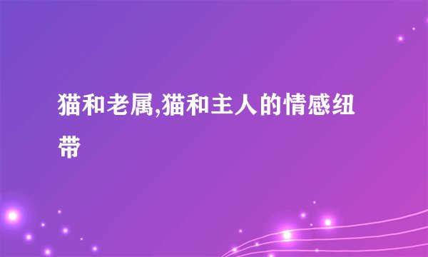 猫和老属,猫和主人的情感纽带