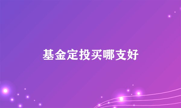 基金定投买哪支好