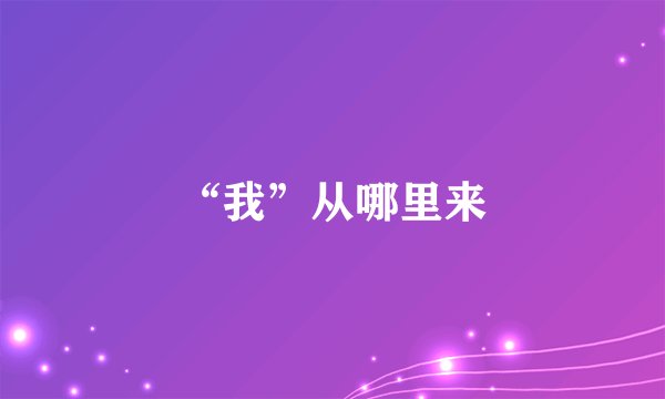 “我”从哪里来