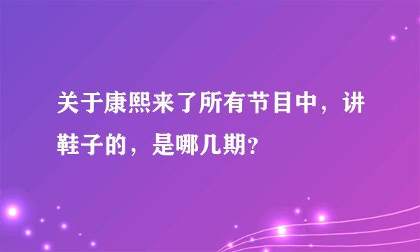 关于康熙来了所有节目中，讲鞋子的，是哪几期？