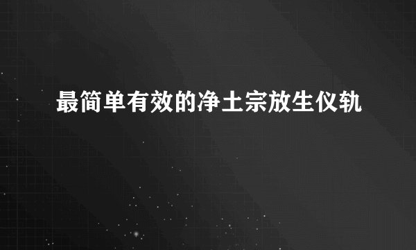 最简单有效的净土宗放生仪轨