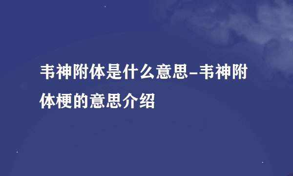 韦神附体是什么意思-韦神附体梗的意思介绍