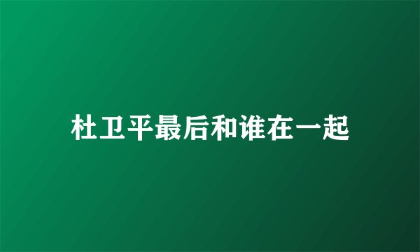 杜卫平最后和谁在一起