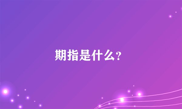 期指是什么？