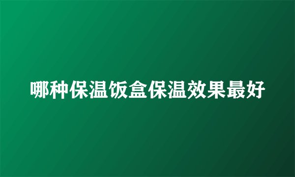 哪种保温饭盒保温效果最好