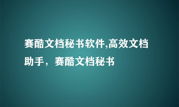 赛酷文档秘书软件,高效文档助手，赛酷文档秘书