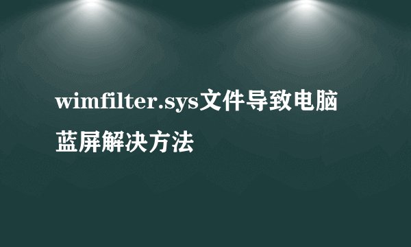 wimfilter.sys文件导致电脑蓝屏解决方法