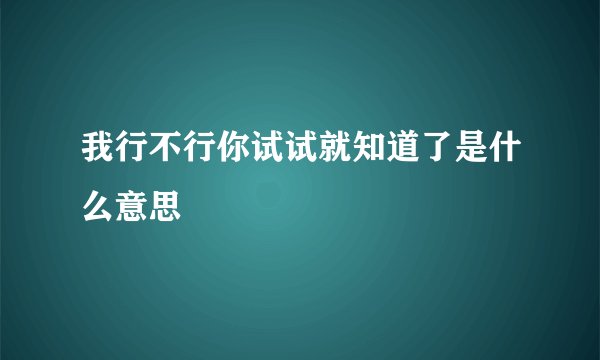 我行不行你试试就知道了是什么意思
