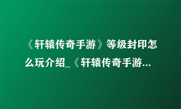 《轩辕传奇手游》等级封印怎么玩介绍_《轩辕传奇手游》等级封印怎么玩是什么