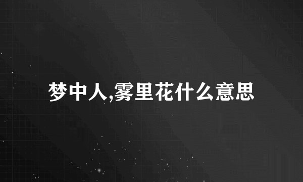 梦中人,雾里花什么意思