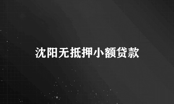 沈阳无抵押小额贷款