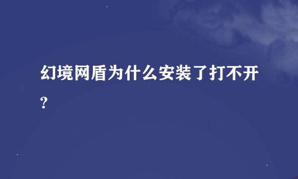 幻境网盾为什么安装了打不开?
