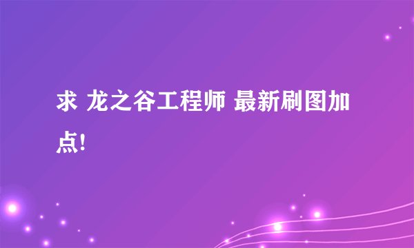 求 龙之谷工程师 最新刷图加点!