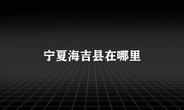 宁夏海吉县在哪里
