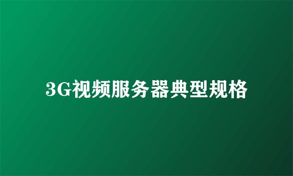 3G视频服务器典型规格